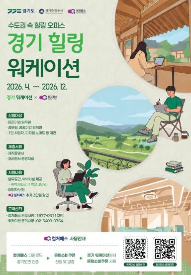 경기도, 웰니스·워케이션과 경기컬처패스 연계 할인 행사 추진. 최대 8만원 혜택 기사 이미지